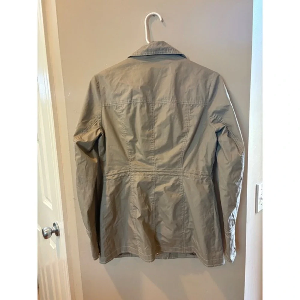 Michael Kors Womens XS Khaki Tan Utility Field‎ Jacket Monogram Lining Gold Zip